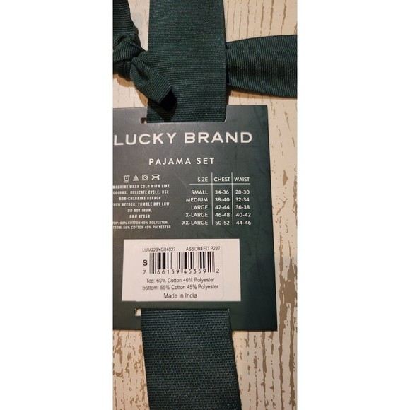 Lucky Brand Sleepwear Pajama Set Men's Small NEW Thermal Crew & Flannel Pants B5 - Picture 3 of 3
